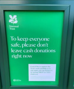 National Trust | Don't leave cash donations sign