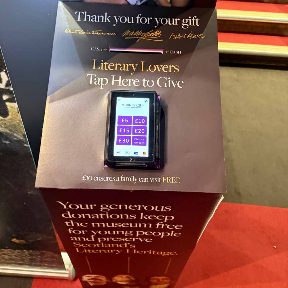 Closer detail for the donation box we created with the theme of "Literary Lovers", including the placement of the POS terminal