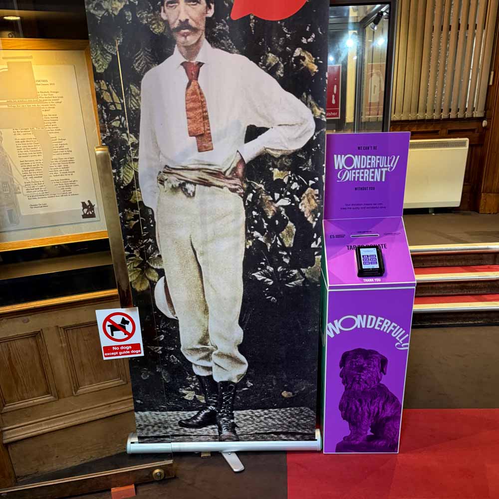 The Robert Louis Stevenson "Selfie" banner that we created for the Writers' Museum